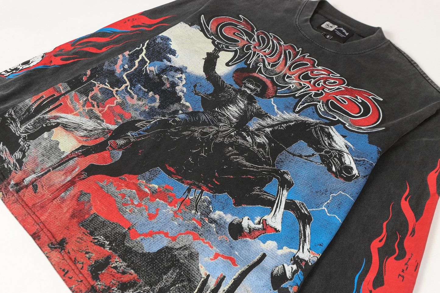 Godspeed Washed Black Cowboy Graphic Long-Sleeve T-Shirt — detail