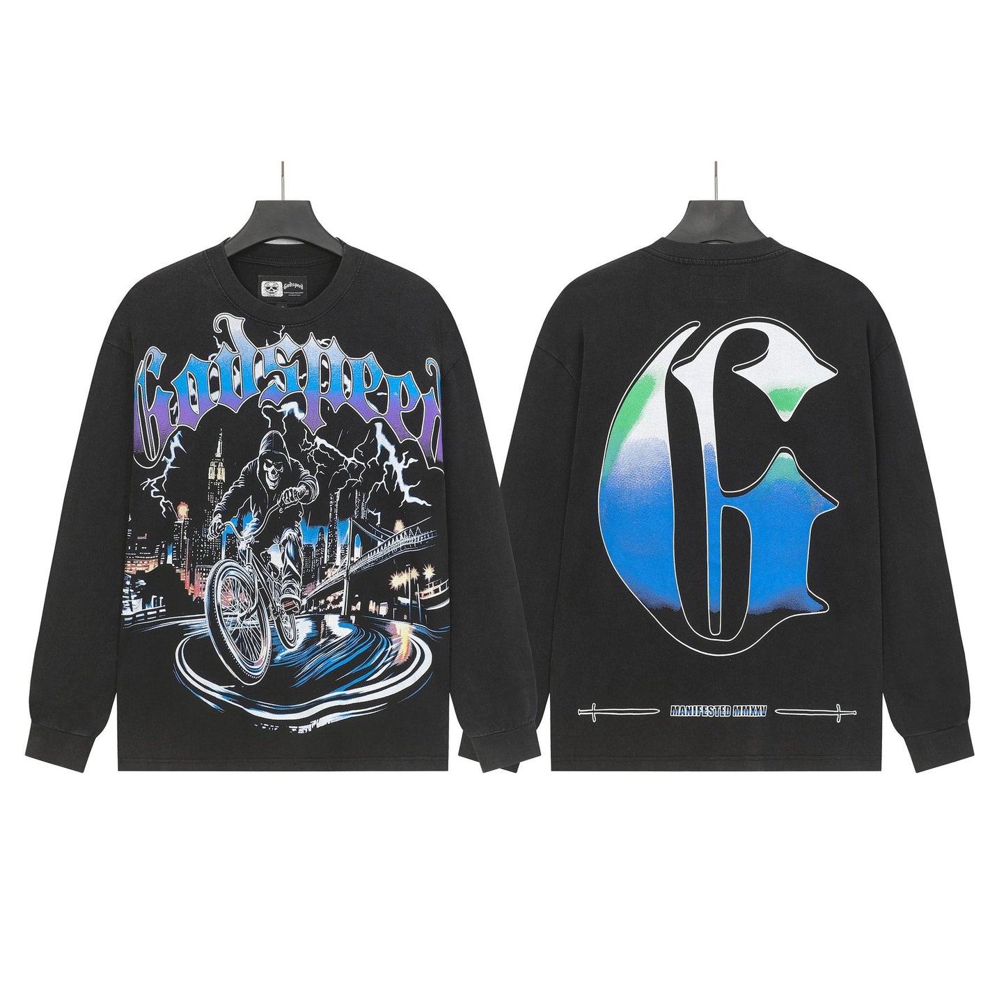 Godspeed Biker City Graphic Long-Sleeve T-Shirt — front