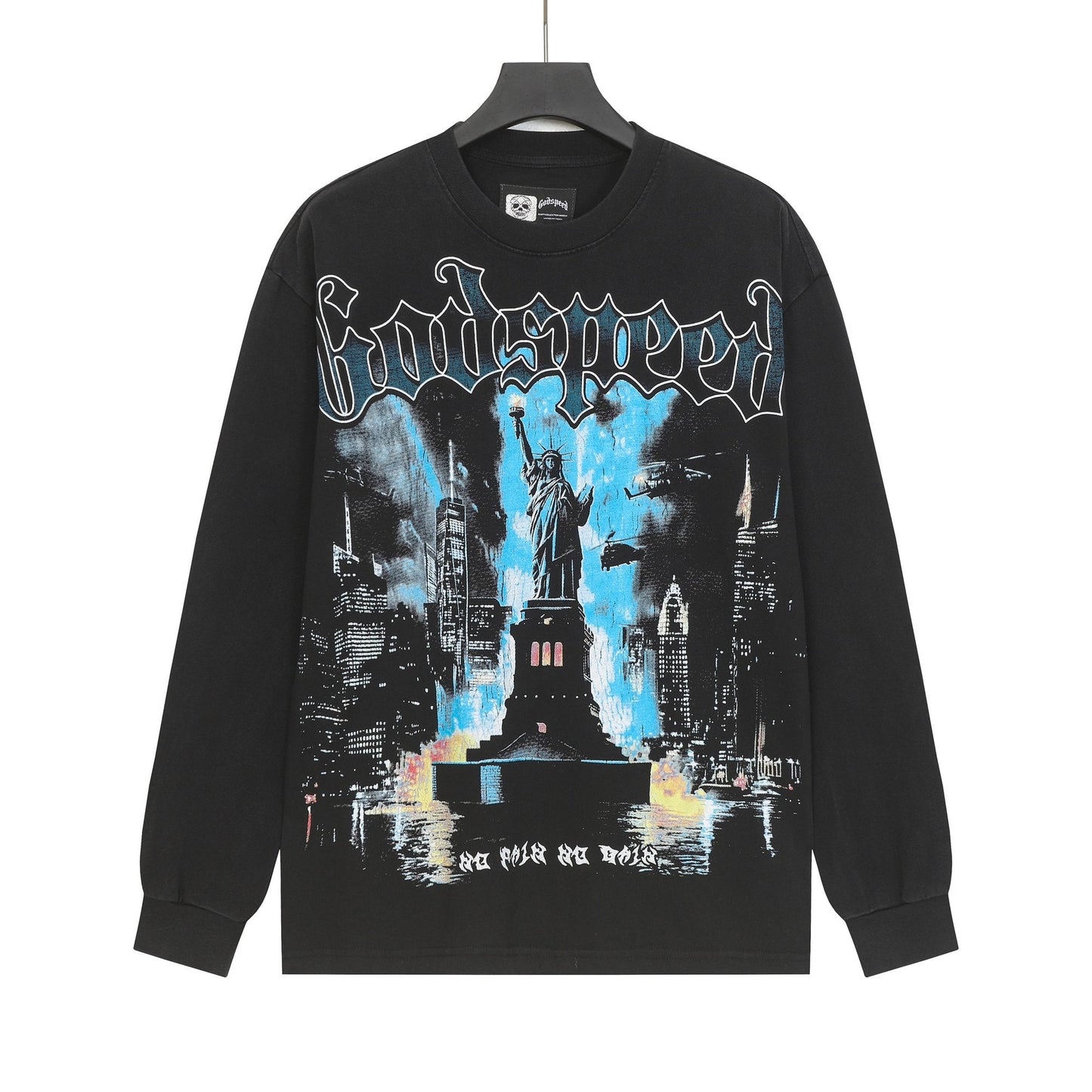 Godspeed Washed Black Rock Graphic Long-Sleeve T-Shirt — hero