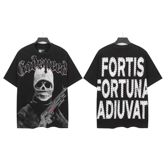 Godspeed Skull Figure Graphic T-Shirt — front