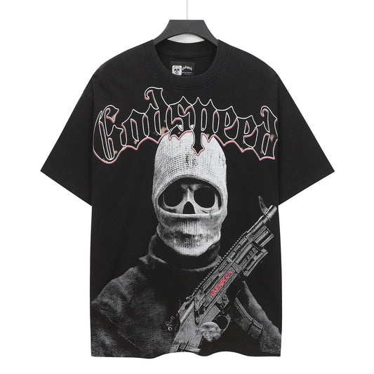 Godspeed Fortis Fortuna Washed Black Graphic T-Shirt — hero