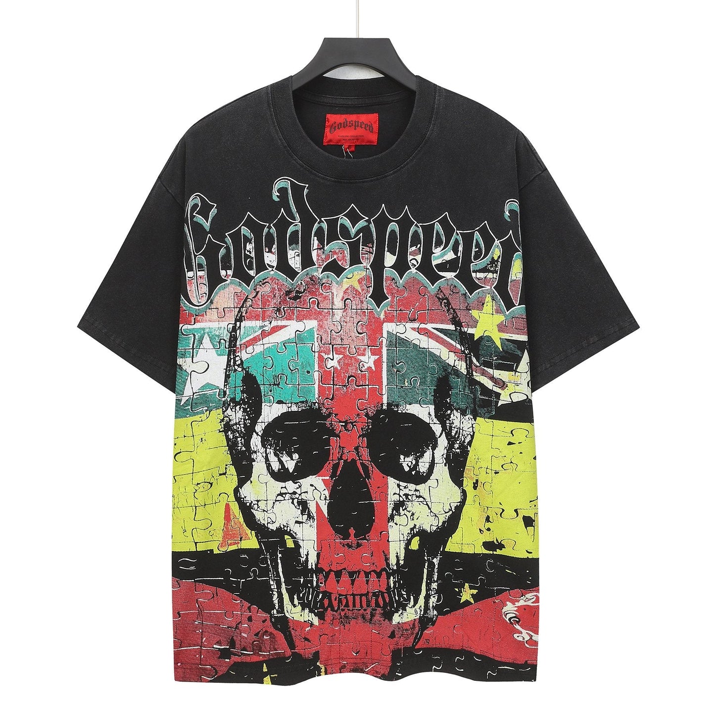 Godspeed Puzzle Skull Graphic T-Shirt — hero