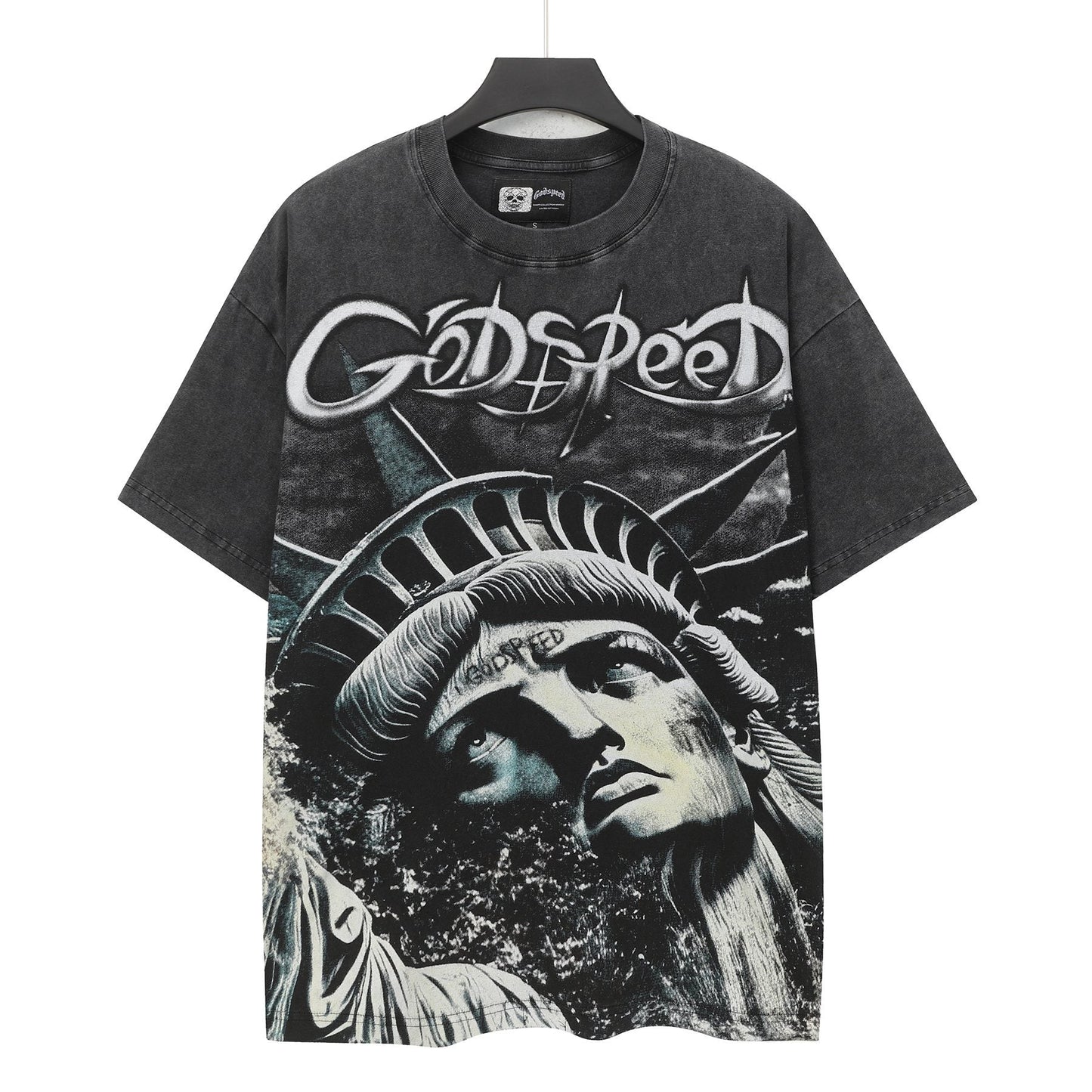 Godspeed Statue of Liberty Washed Graphic T-Shirt — hero
