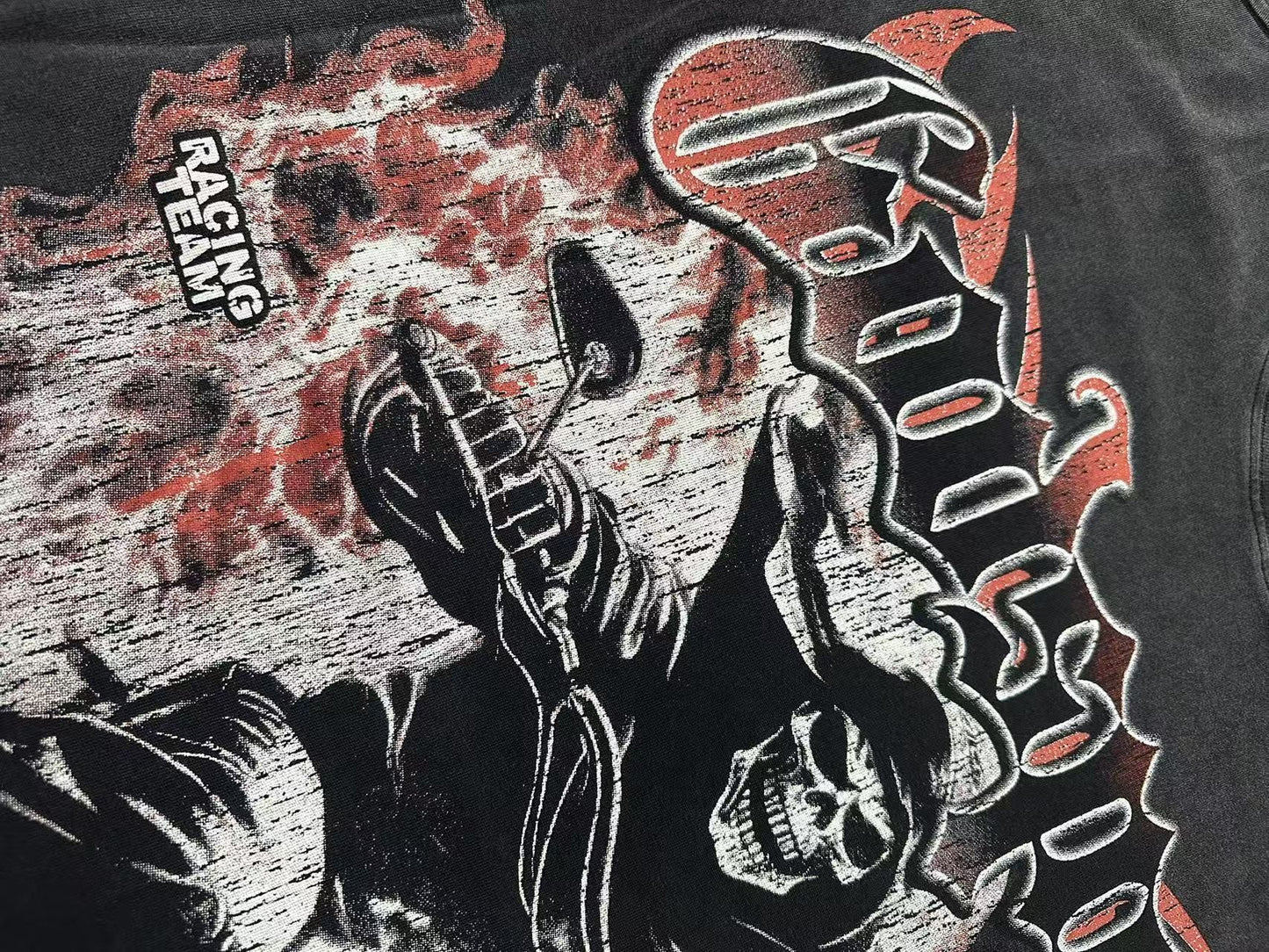 Godspeed Racing Team Washed Black Graphic T-Shirt — detail