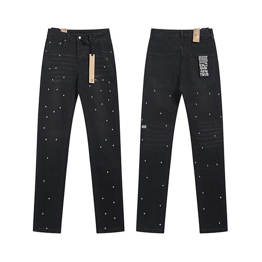 Ksubi Black Cross Embroidered Slim Tapered Jeans — hero