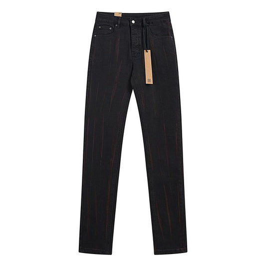 Ksubi Black Slim Tapered Jeans with Red Accents — hero