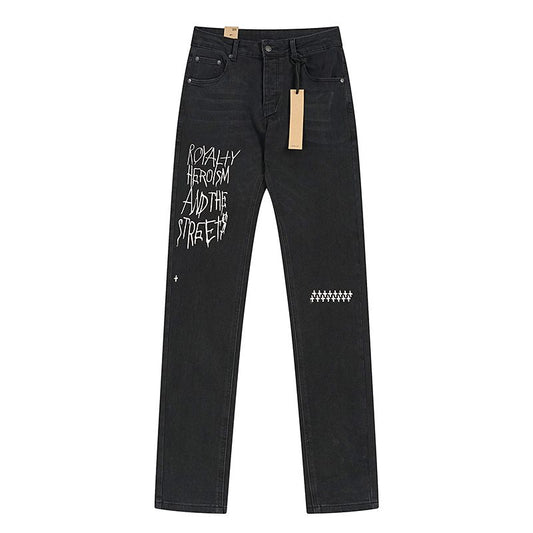 Ksubi Black Slim Tapered Graphic Jeans — hero