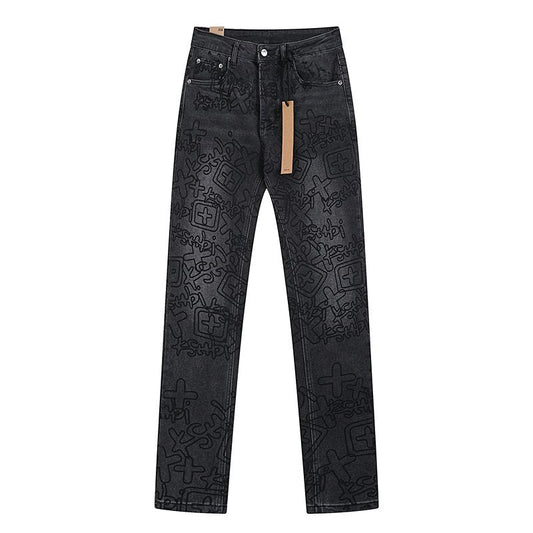 Ksubi Black Tonal Graphic Slim Tapered Jeans — hero