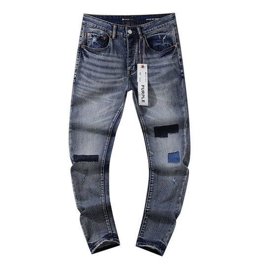 Purple Brand Patch Repair Washed Jeans - Blue — hero