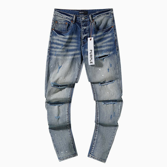 Purple Brand Paint Splatter Distressed Jeans — hero