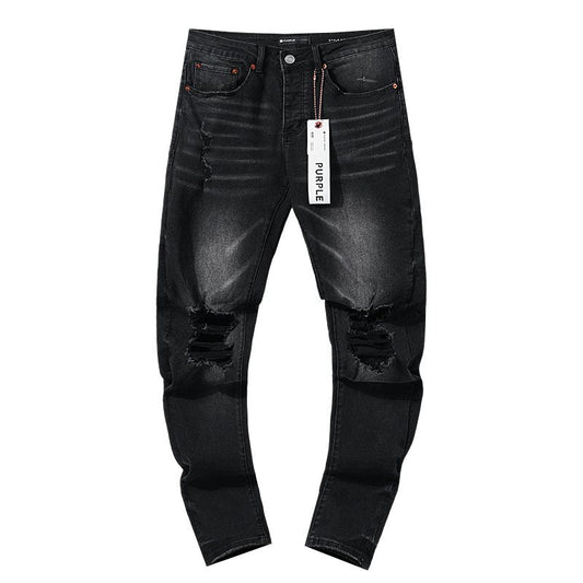 Purple Brand Distressed Black Washed Jeans — hero