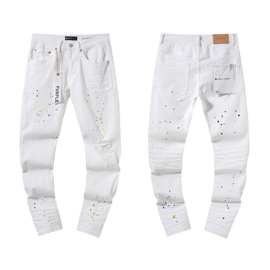 Purple Brand Paint-Splatter Distressed Jeans — hero