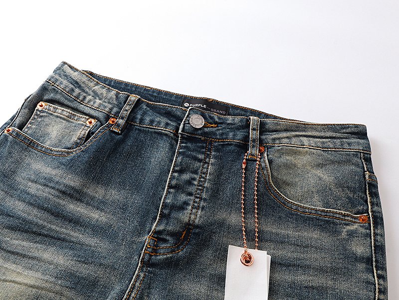 Purple Brand Blue Distressed Paint Splatter Jeans — detail