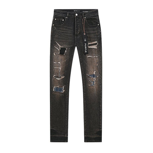 Purple Brand Black Distressed Skinny Jeans — hero