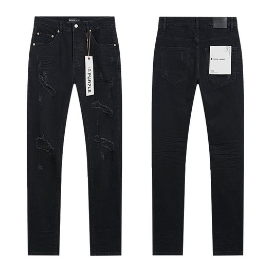 Purple Brand Black Distressed Slim Jeans — hero