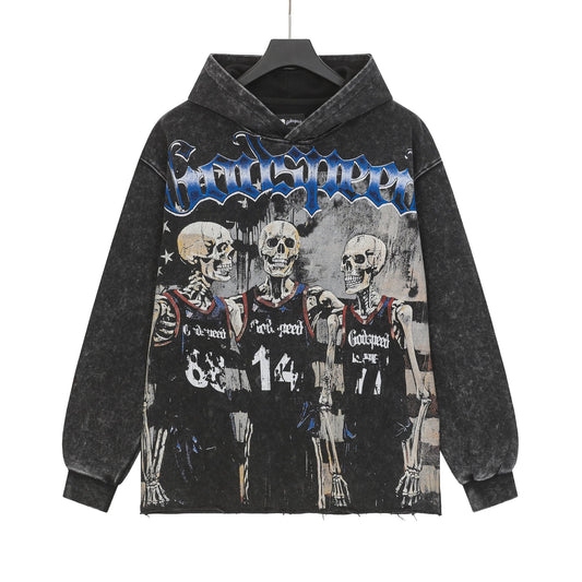 Godspeed Pain No Gain Acid Wash Graphic Hoodie — hero