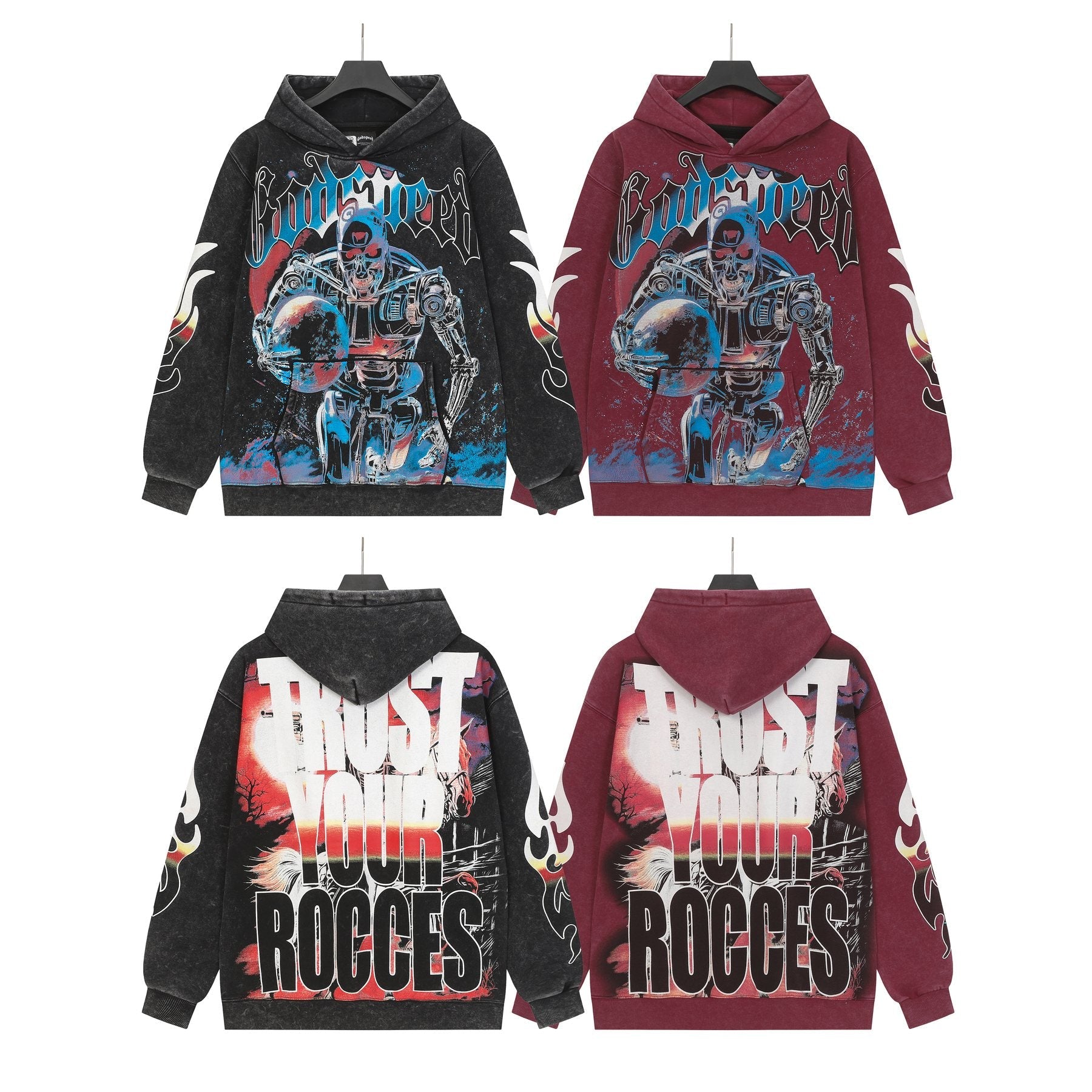 Godspeed Acid-Wash Graphic Pullover Hoodie — comparison