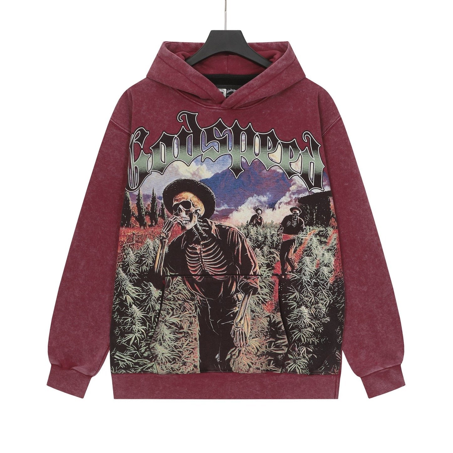 Godspeed Out of Many One Graphic Acid Wash Hoodie — front
