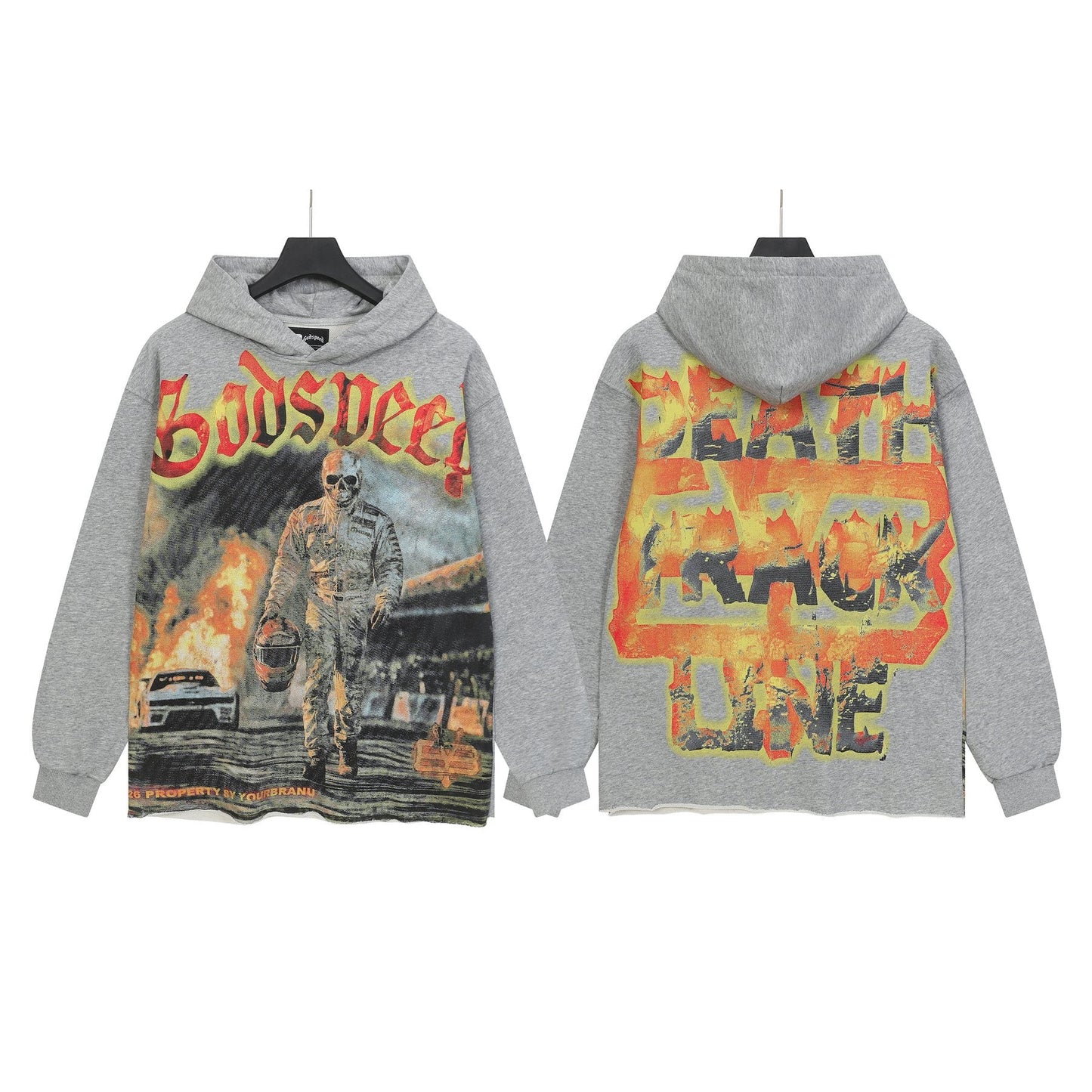 Godspeed Gray Racing Graphic Pullover Hoodie — front