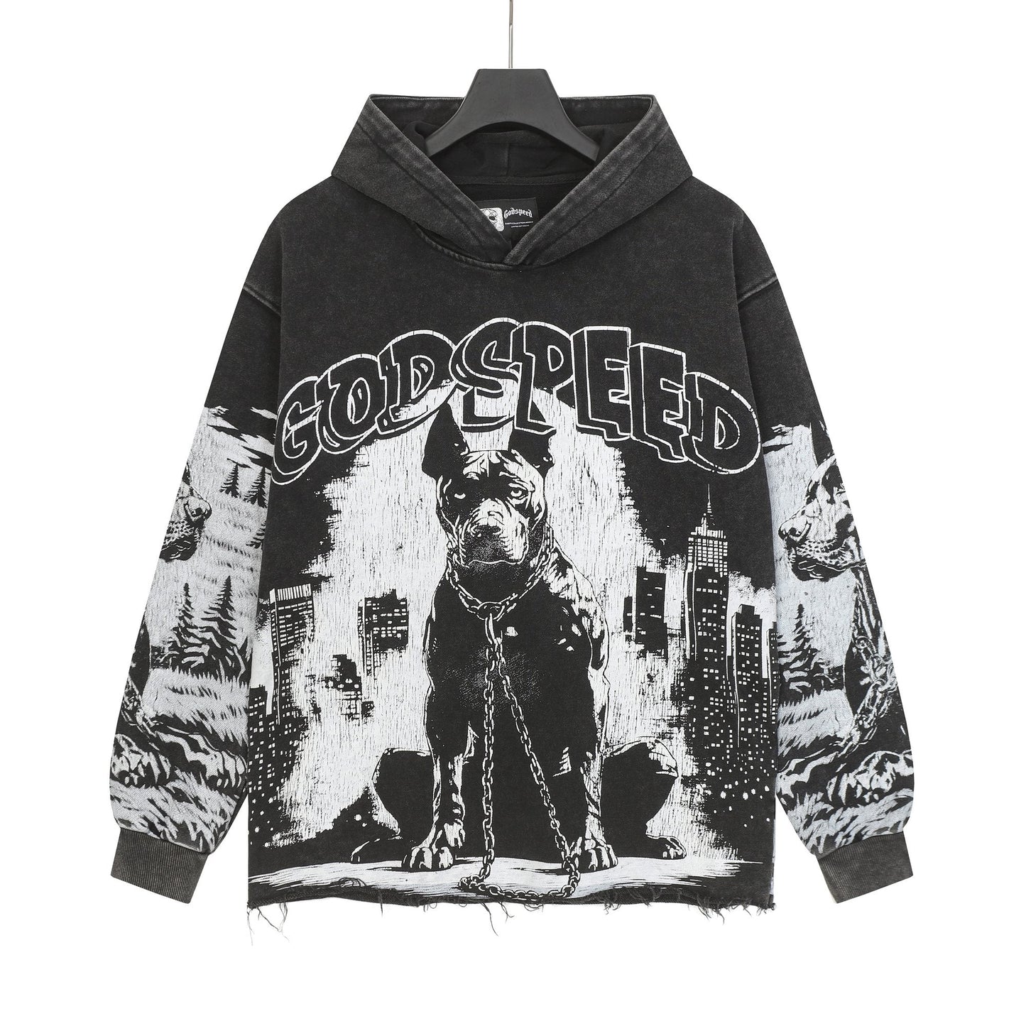 Godspeed Dog & City Graphic Raw-Hem Hoodie — hero