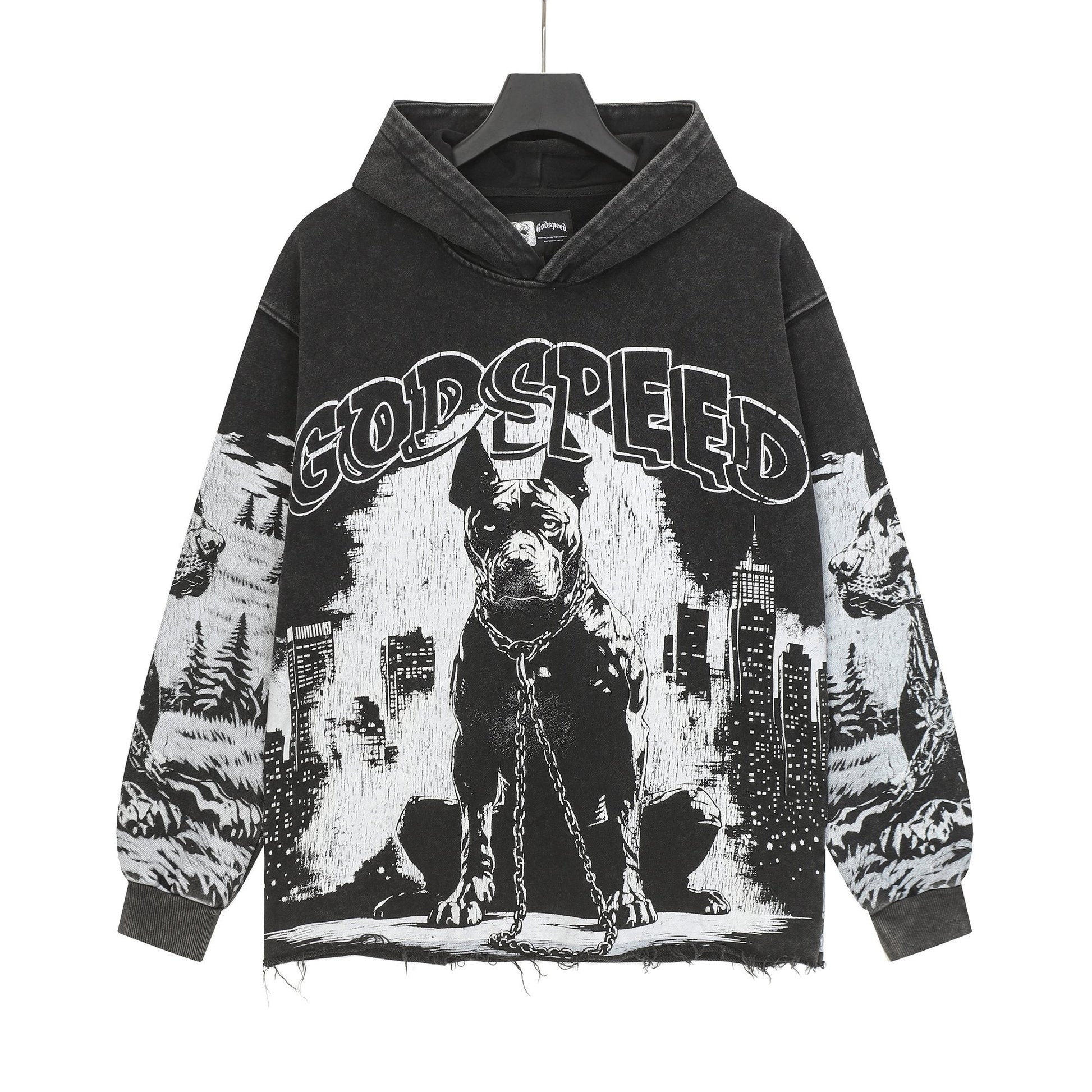 Godspeed Dog & City Graphic Raw-Hem Hoodie — hero