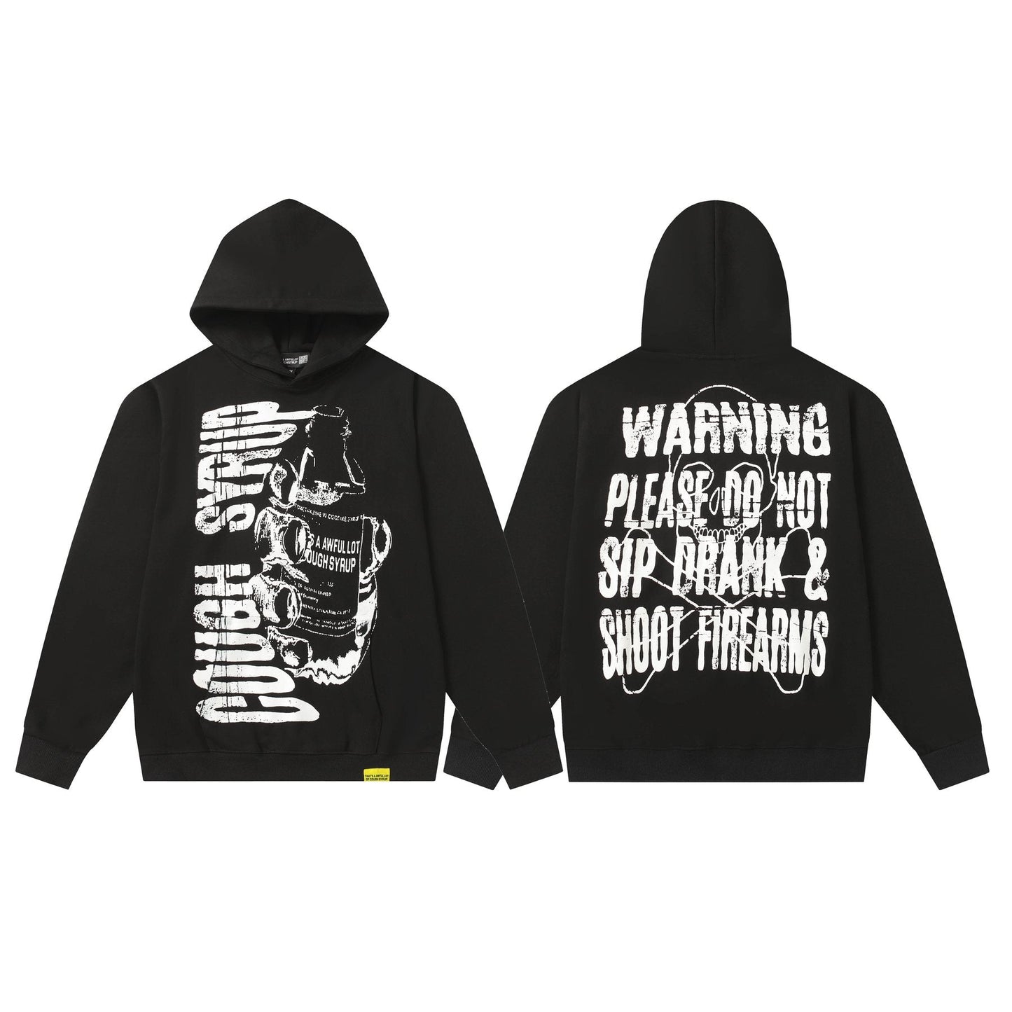 THAT'S A AWFUL LOT OF COUGH SYRUP Warning Graphic Hoodie — comparison