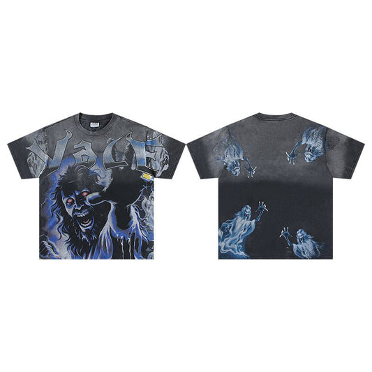 VALE USA Washed Horror Ghost Graphic T-Shirt — hero