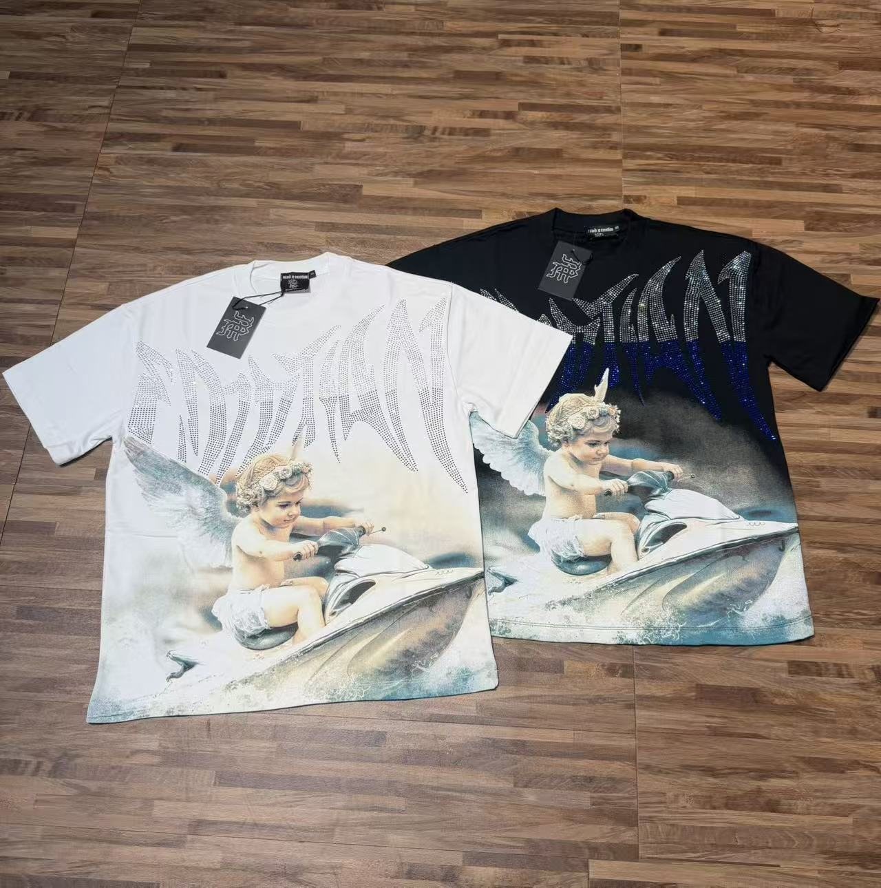 MIXED EMOTION Rhinestone Graphic T-Shirt — context