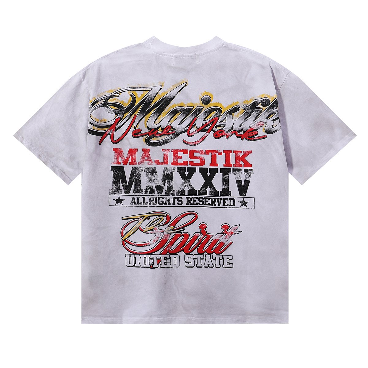 MAJESTIK Liberty Statue Rhinestone Graphic T-Shirt — back