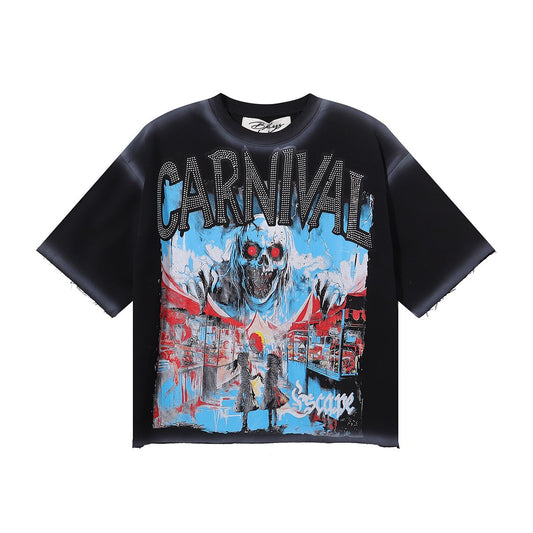 MAJESTIK Carnival Graphic Cropped T-Shirt — hero