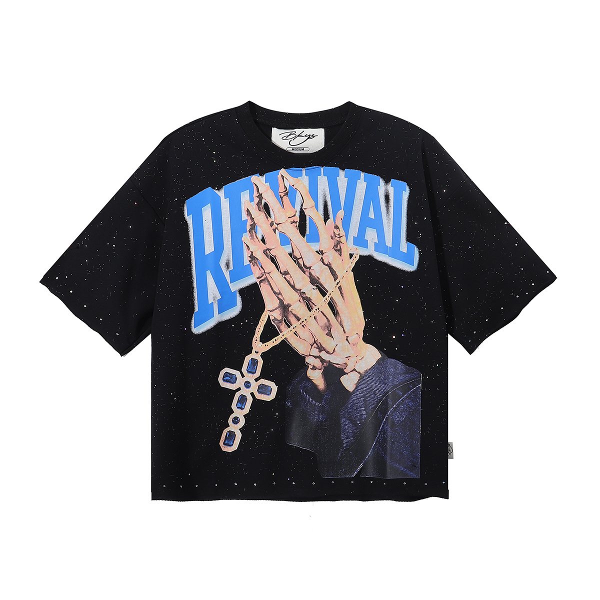 BKYS Revival Rhinestone Graphic Cropped T-Shirt — front
