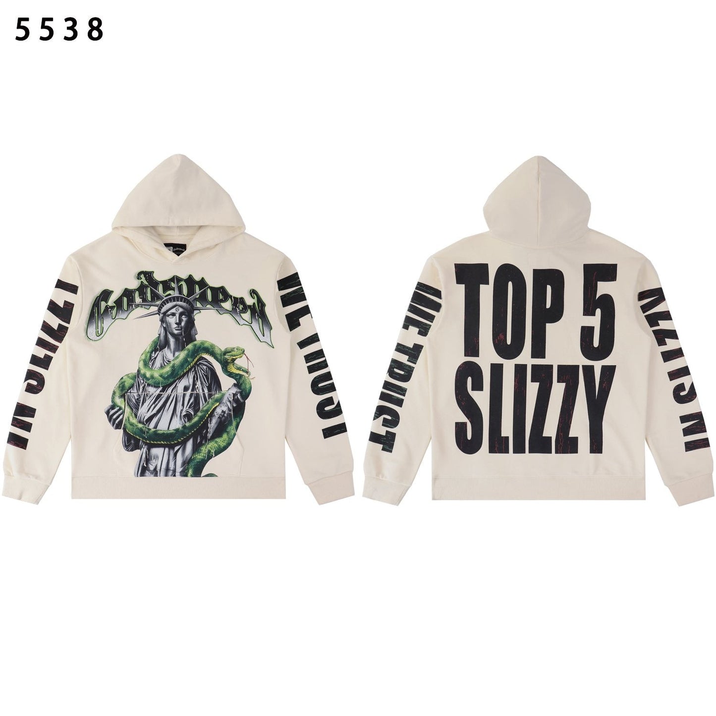 Godspeed Top 5 Slizzy Statue & Snake Graphic Hoodie — comparison