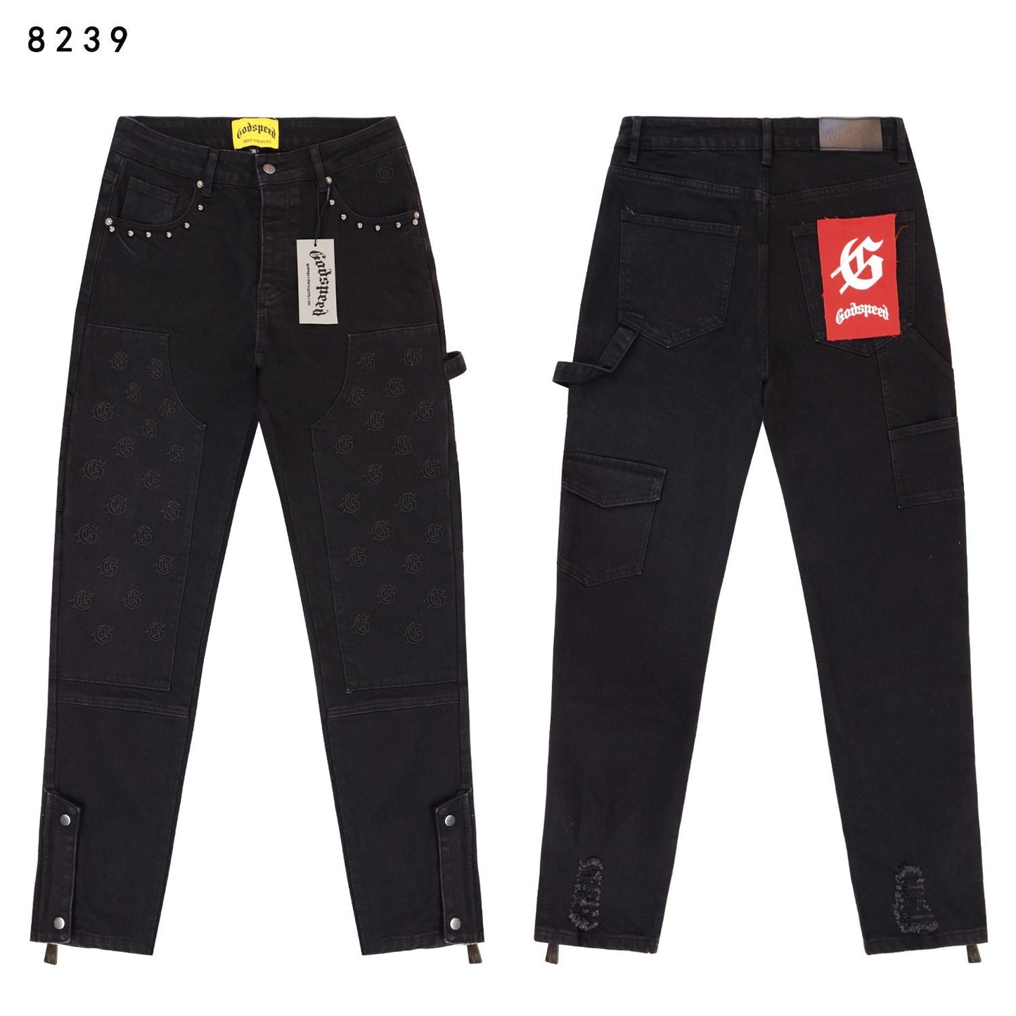 Godspeed Cargo Pocket Graphic Jeans — front