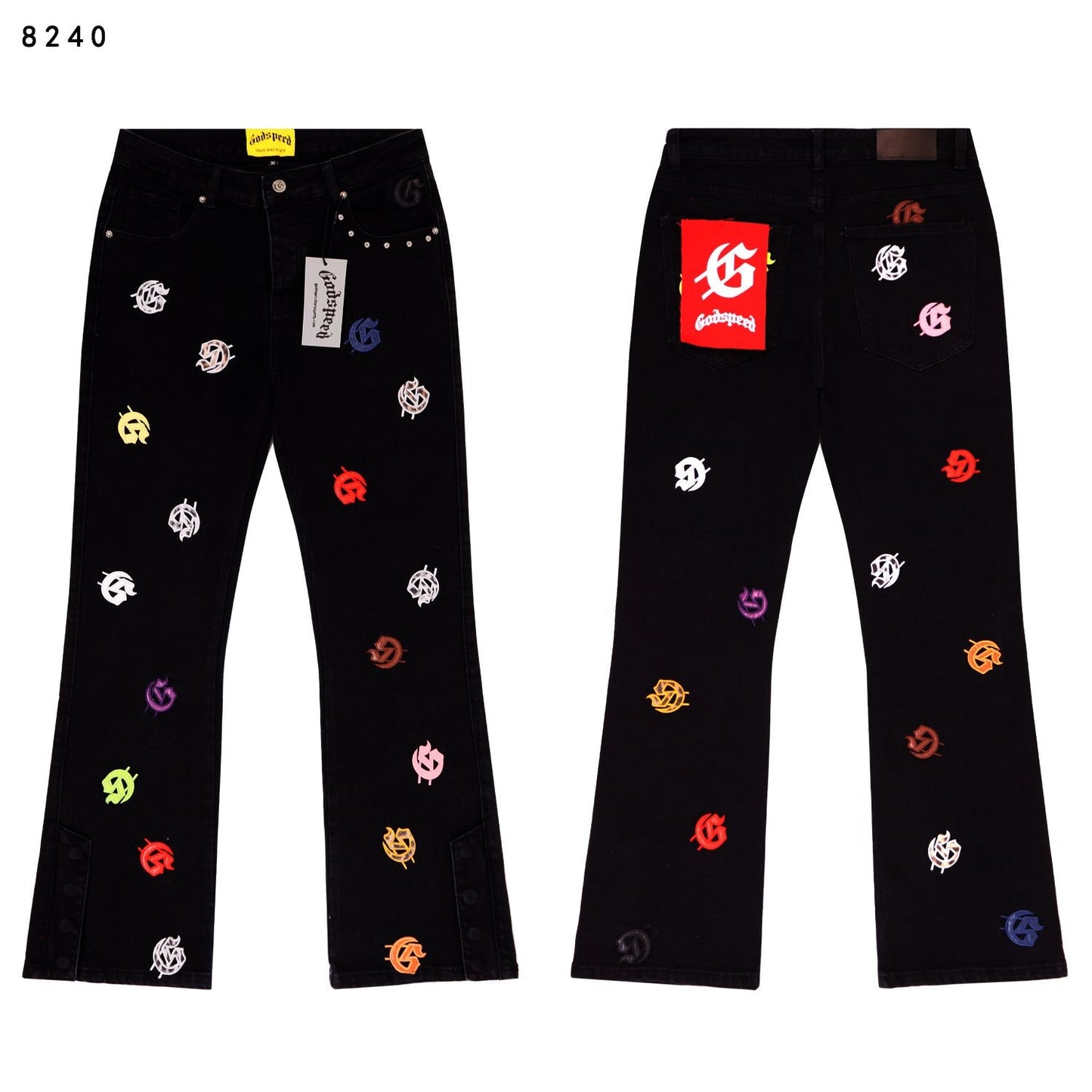 Godspeed Embroidered Flared Jeans — comparison