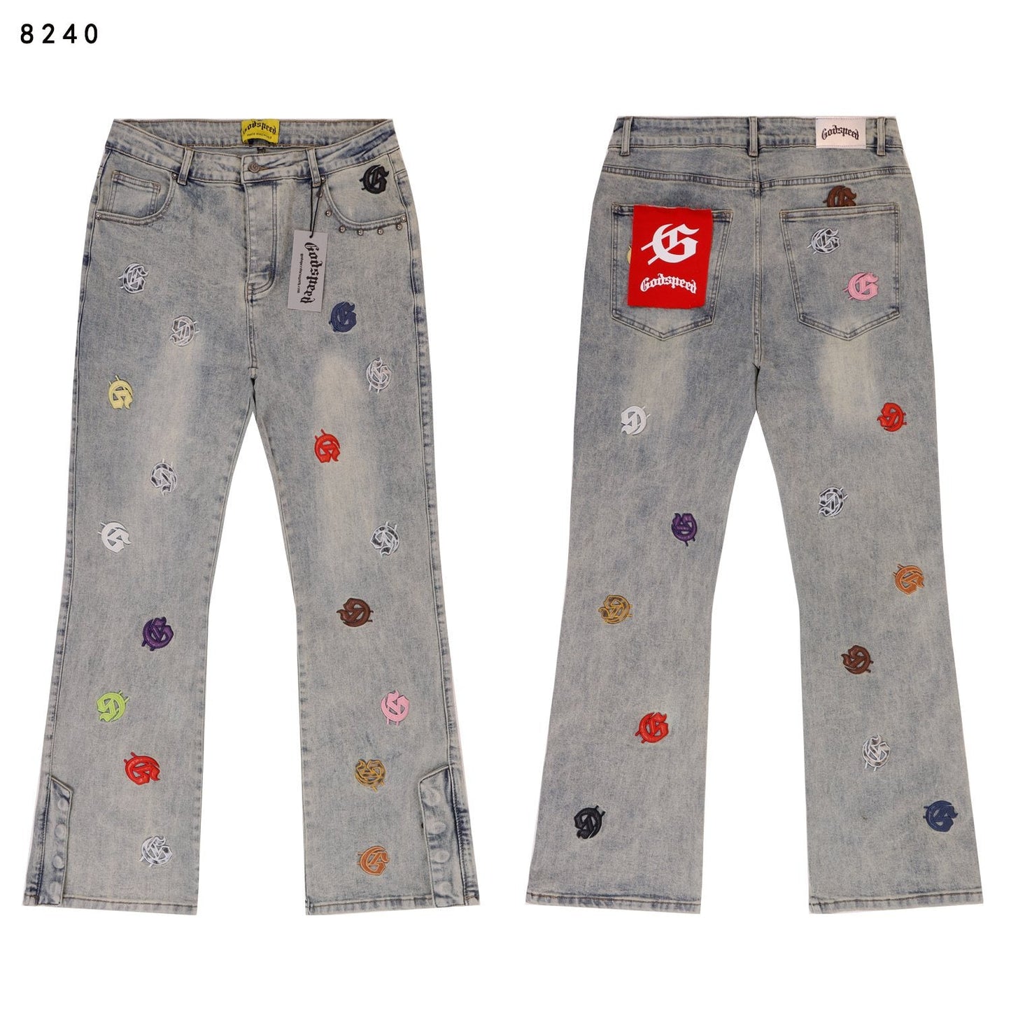 Godspeed Embroidered Flared Jeans — hero