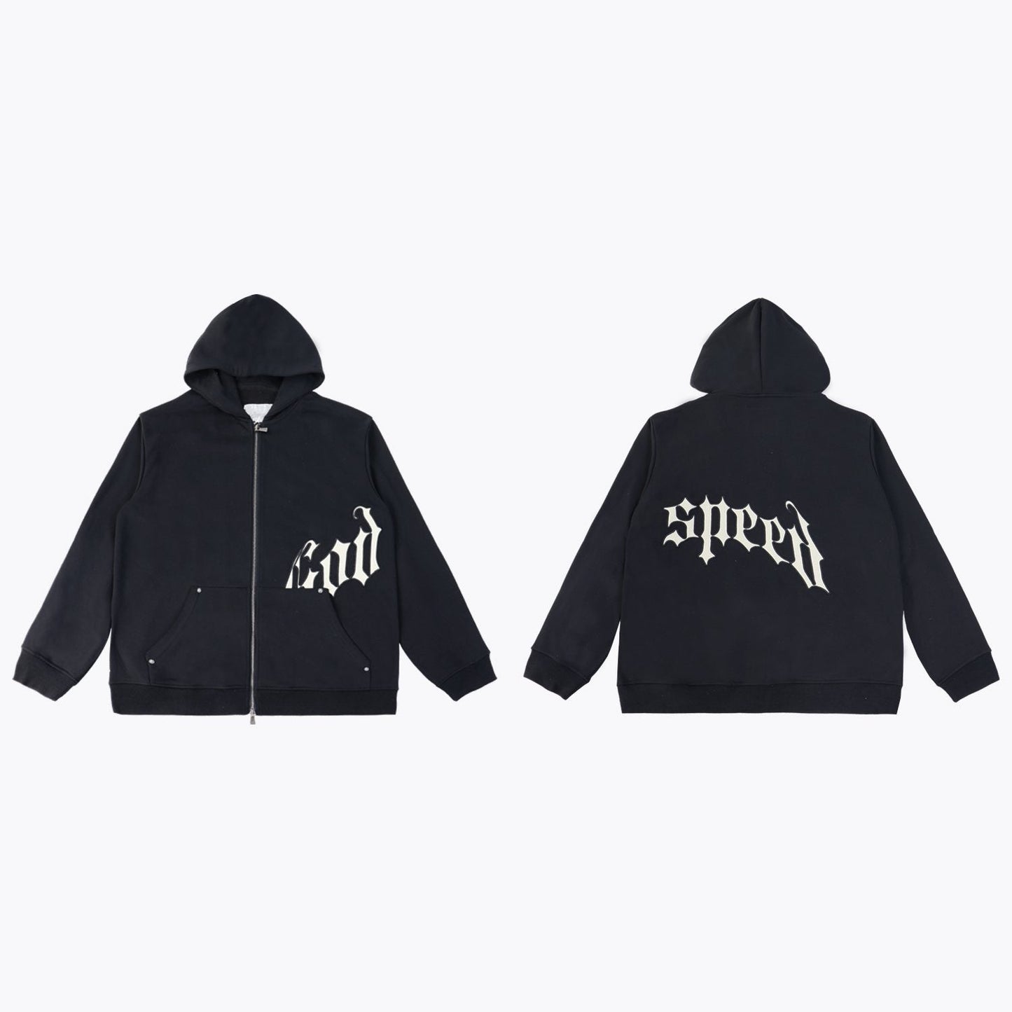 Godspeed White Gothic Zip Hoodie & Jogger Matching Set — front