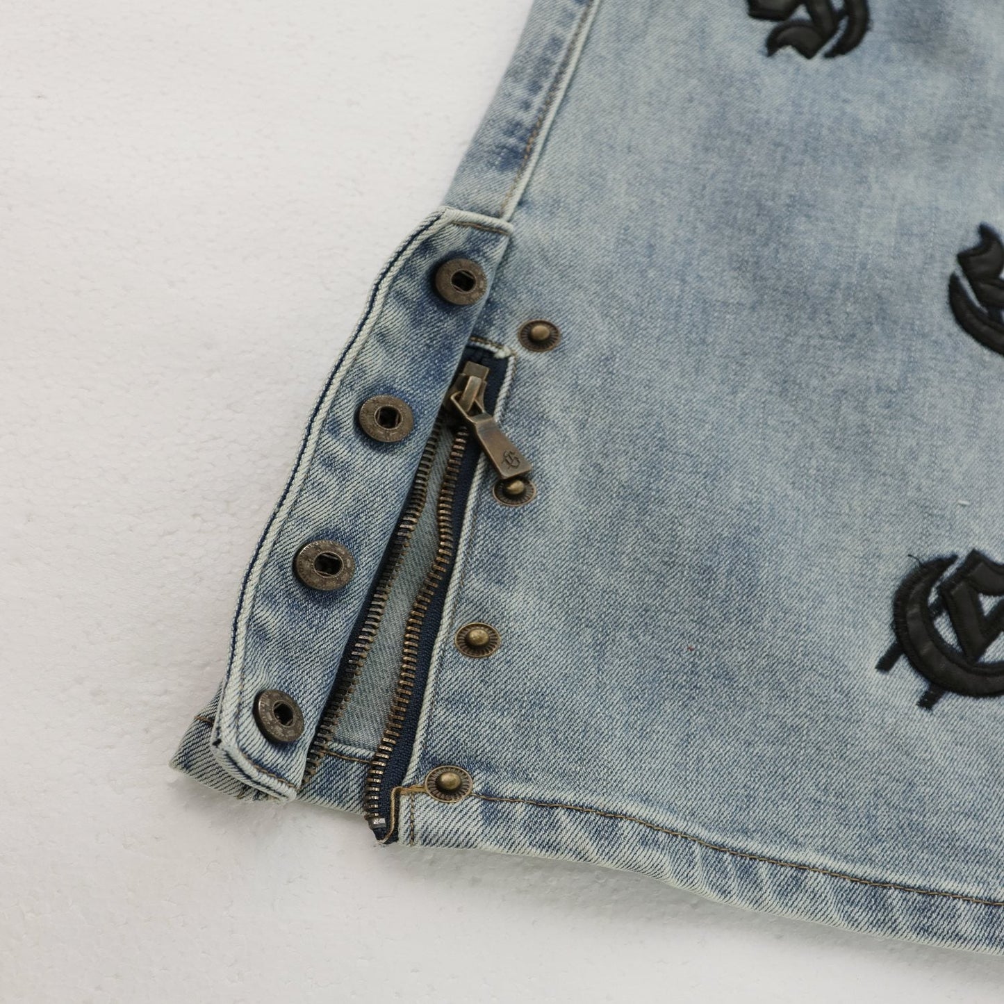 Godspeed Embroidered Washed Flared Jeans — detail