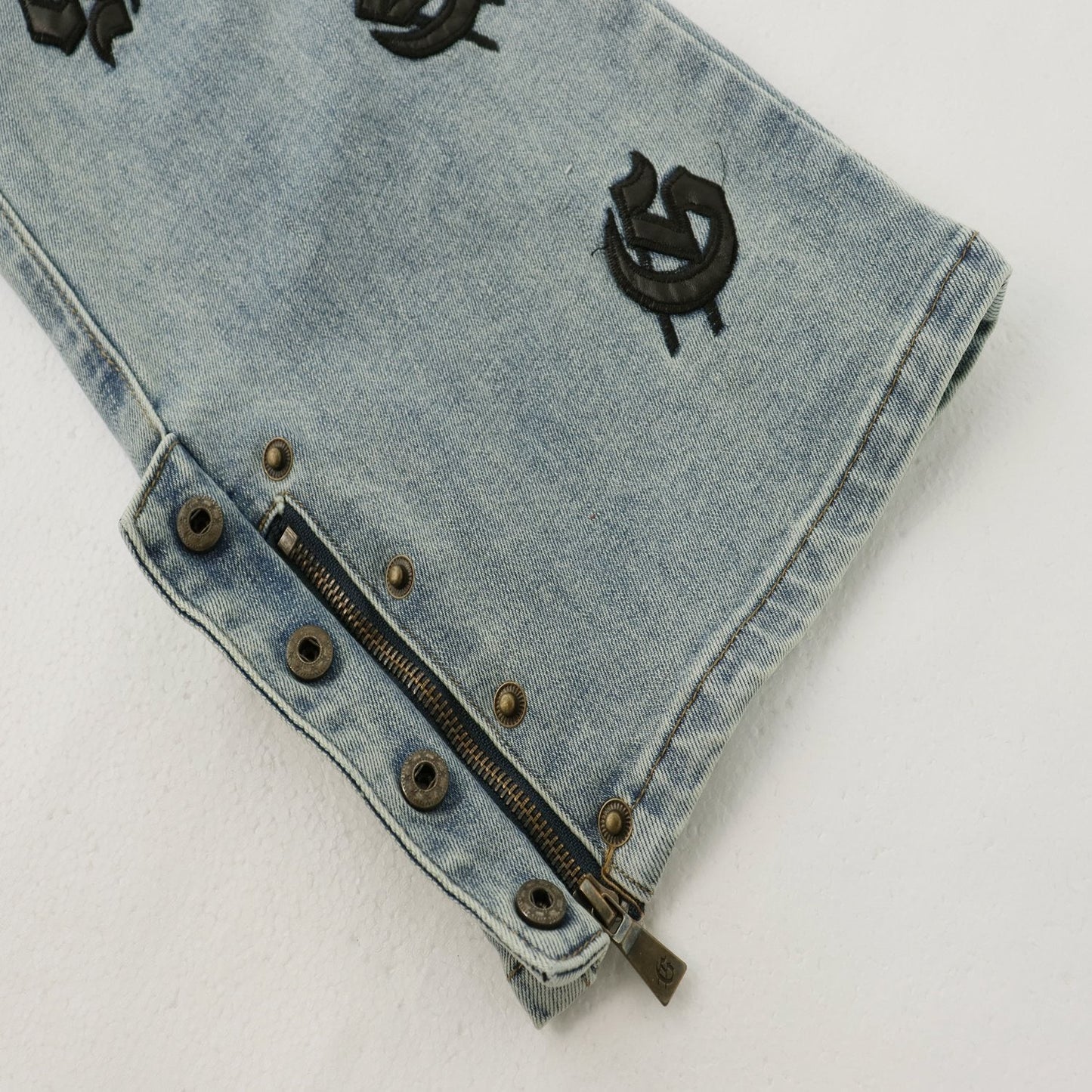Godspeed Embroidered Washed Flared Jeans — detail