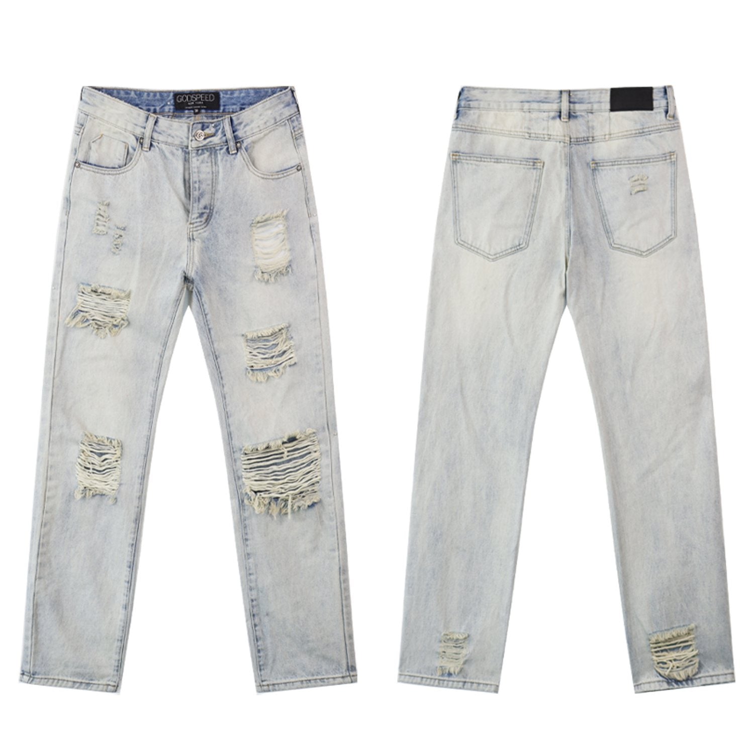 Godspeed Distressed Washed Denim Jeans — front