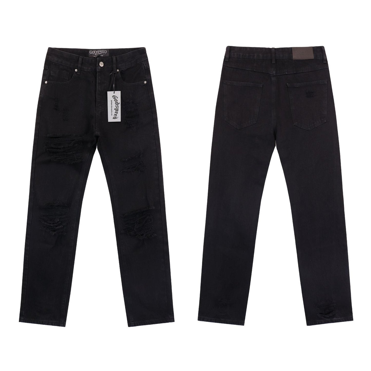 Godspeed Distressed Washed Denim Jeans — front