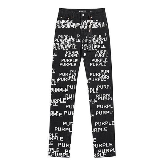 Purple Brand All-Over Wordmark Slim Tapered Jeans — hero