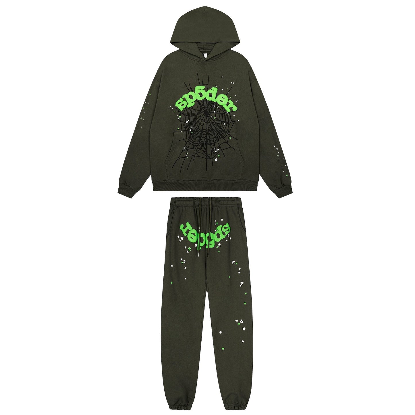 Sp5der Dark Olive Spider Web Star Matching Set — hero