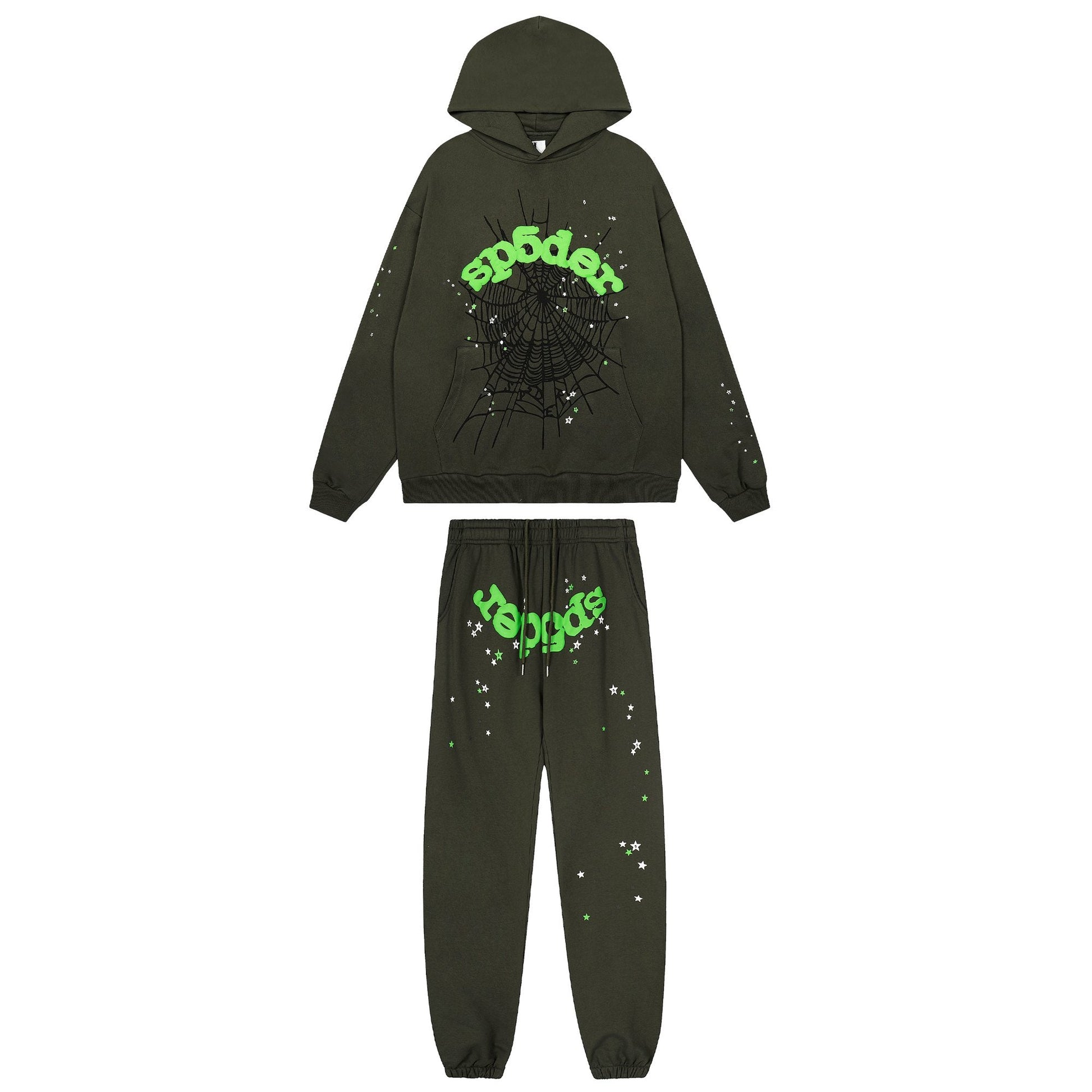 Sp5der Dark Olive Spider Web Star Matching Set — hero