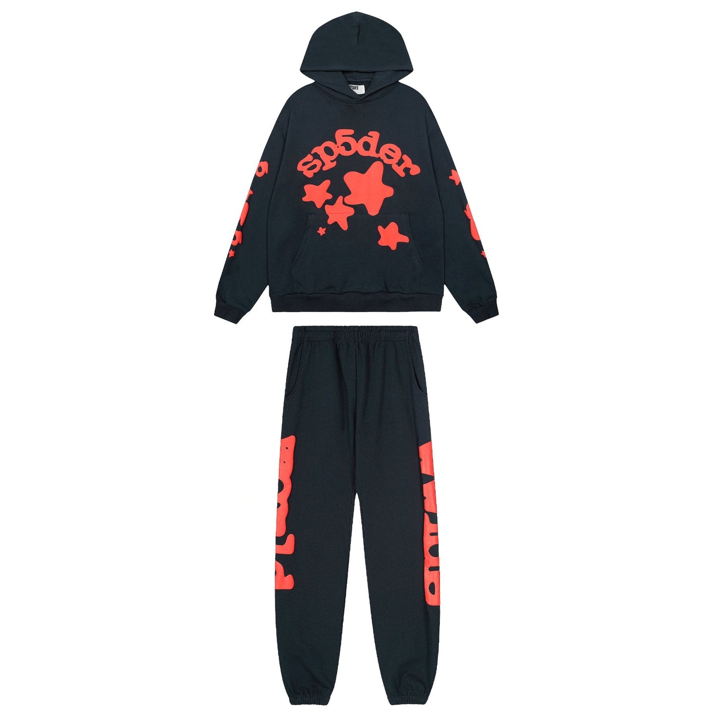 Sp5der Graphic Hoodie & Jogger Matching Set — front