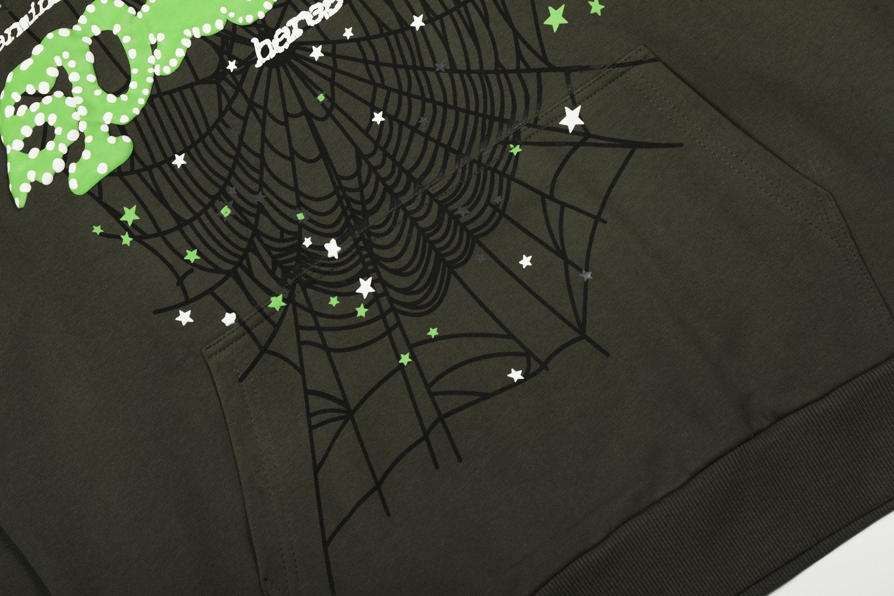 Sp5der Olive Green Spiderweb Graphic Matching Set — detail