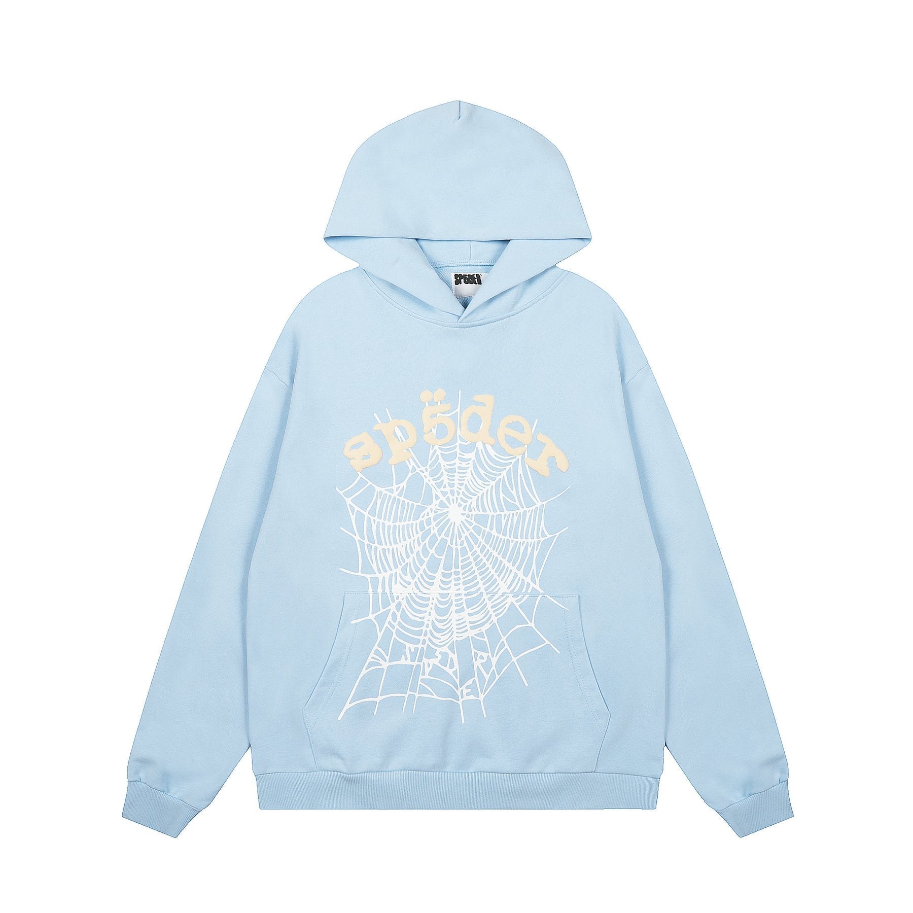 Sp5der Light Blue Graphic Hoodie & Sweatpants Matching Set — front