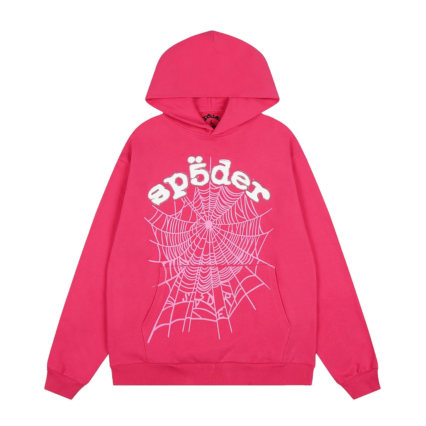 Sp5der Pink Spiderweb Graphic Hoodie — hero
