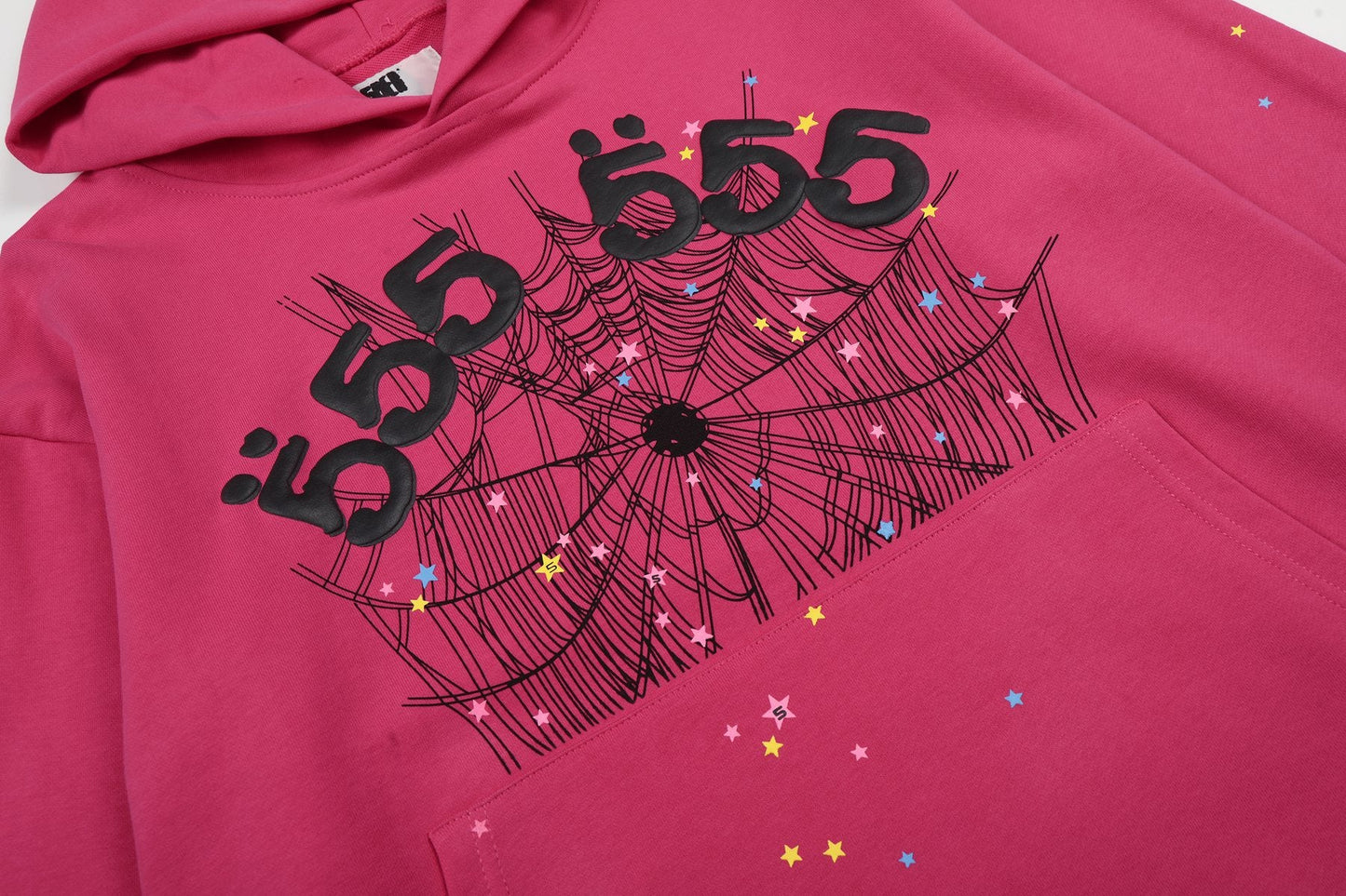 Sp5der Pink Spiderweb Graphic Hoodie & Sweatpants Matching Set — detail