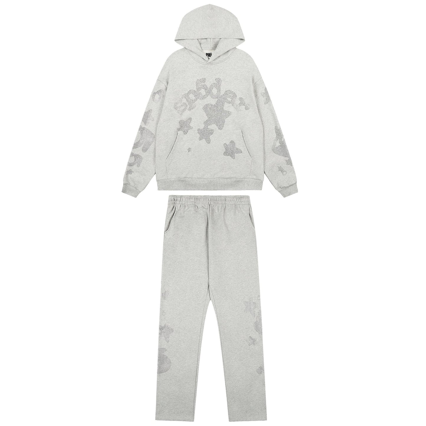 Sp5der Rhinestone Star Hoodie & Sweatpants Matching Set — hero