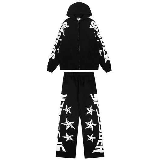 Sp5der Star Graphic Zip Hoodie & Pants Matching Set — hero